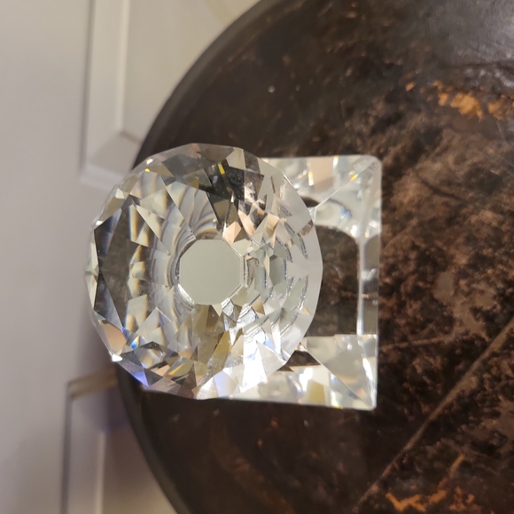 Large Vintage Crystal Perfume Bottle with Snuffer Diamond Stopper - Picture 5 of 13